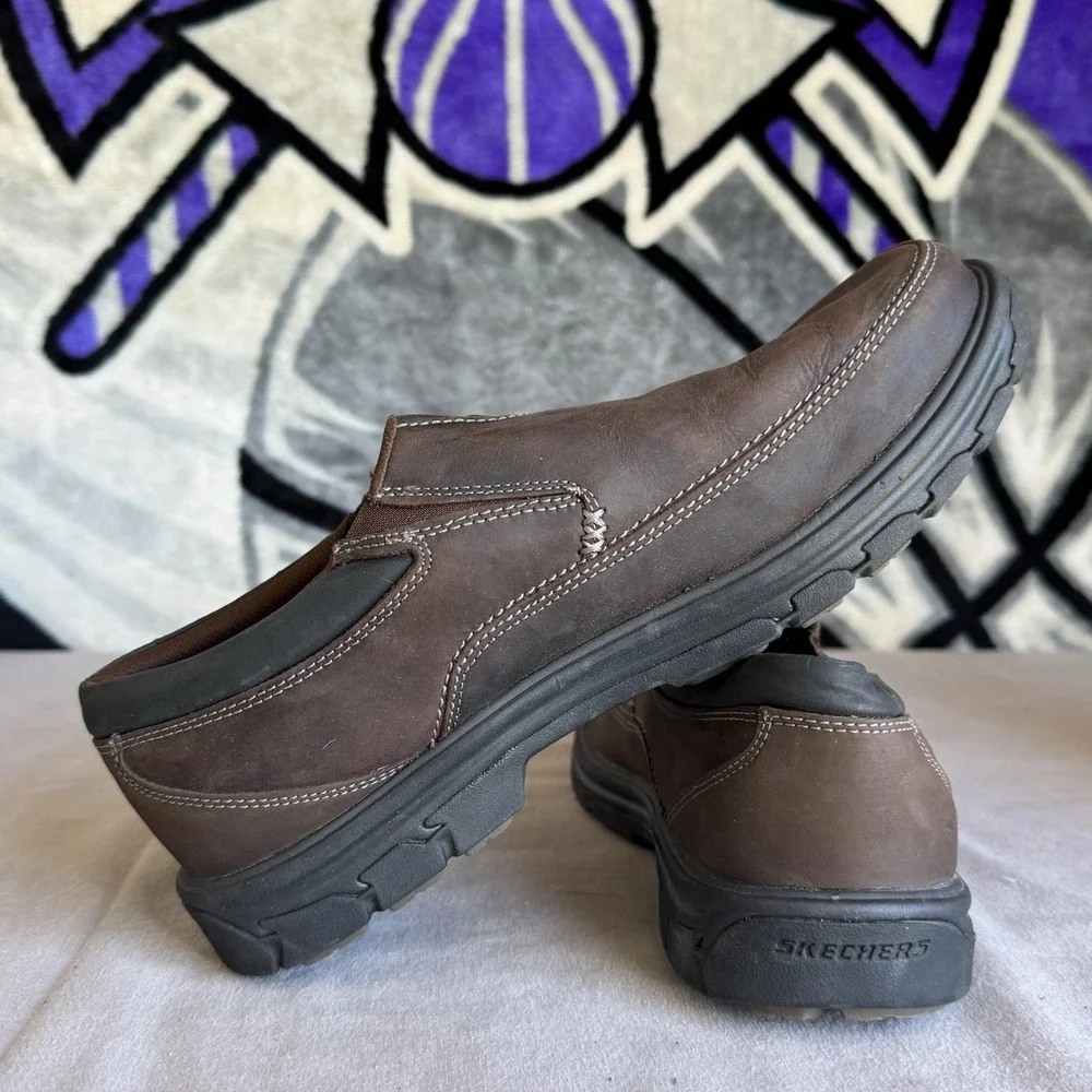 Size 12 - Skechers Men's Segment‎ The Search Slip-On Leather Loafers Brown 64261